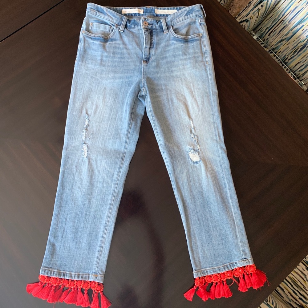 Pilcro and the Letterpress Jeans Red Tassels